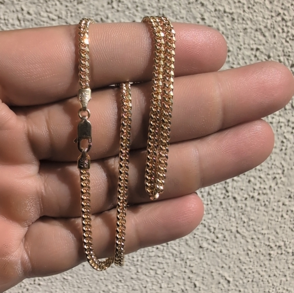 Gold Finish 925 Sterling Silver Miami Cuban 080 Chain Link 2.6mm - CH339 - Picture 2 of 4
